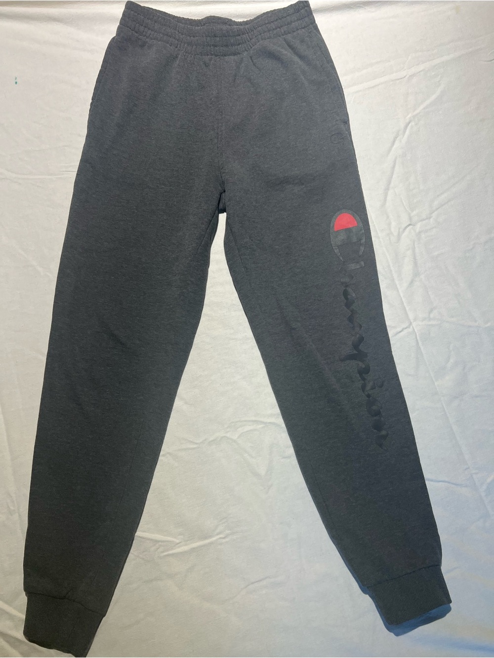 Champion Dark Gray Sweat Joggers with Red Logo Accent